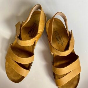 Naot Kayla style Women’s Sandal in Mustard Tan - Triple Strap Slingback